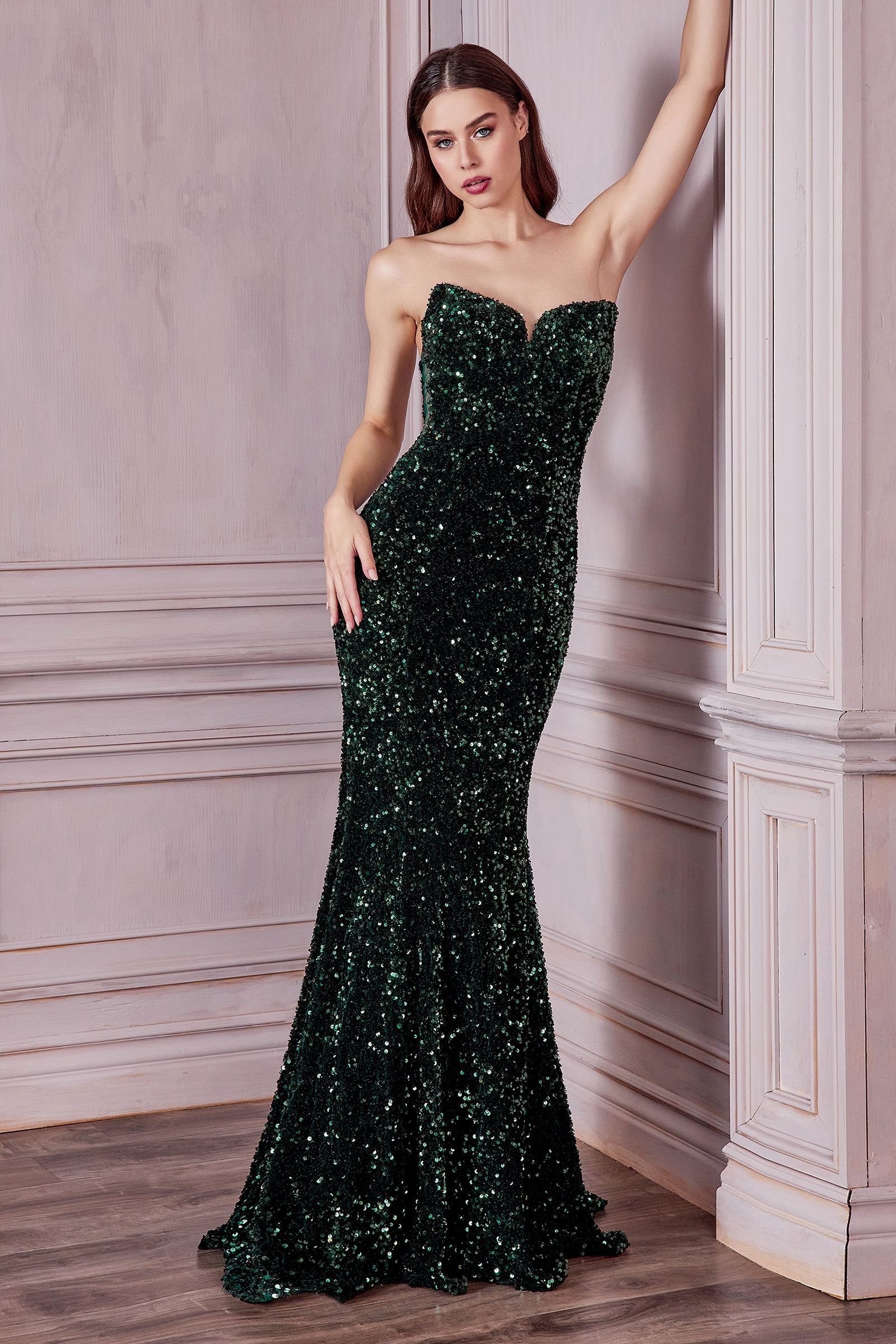 Royal Blue, Black & Fuchsia Strapless Sequin Gown | Sweetheart Mermaid Formal Dress CDCH151-5